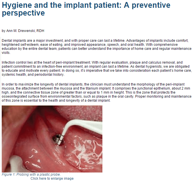 Hygiene and the implant patient-A preventive perspective