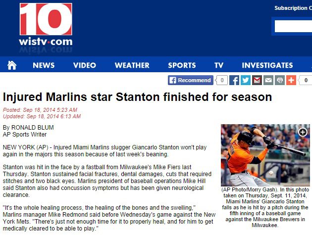 Injured Marlins star Stanton