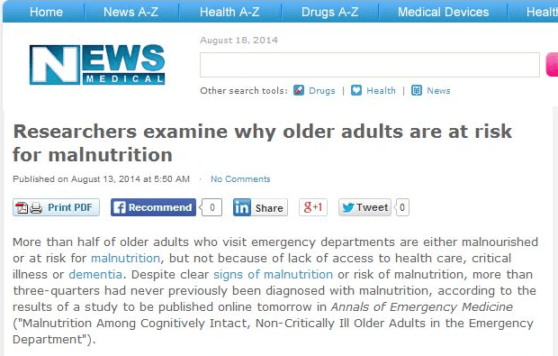 Researchers examine why older adults are at risk for malnutrition